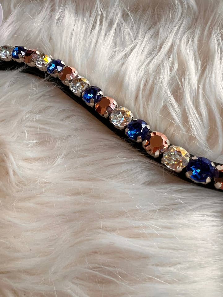 Testeira Azul Ouro Rosa: Elegância em Azul e Ouro Rosa por atacado de CR Harmonyequestrian