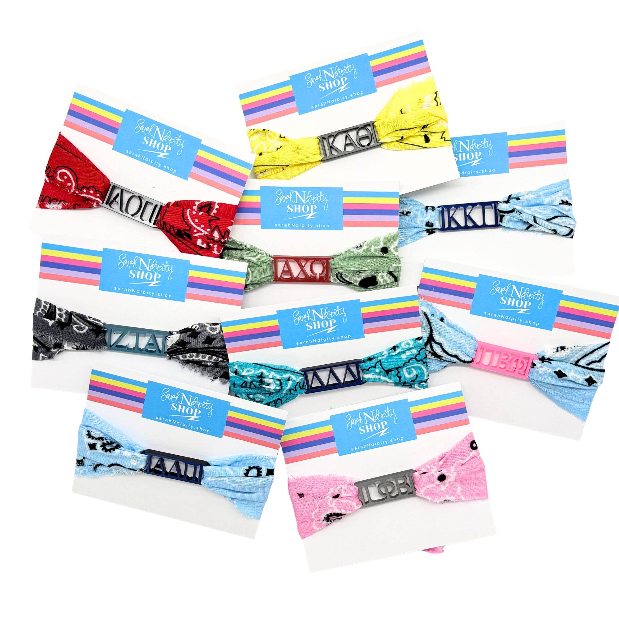 Sarahndipity Shop - Wholesale Bandana - Women's - Bandana Wrap w/ Sorority Acrylic Slide 10