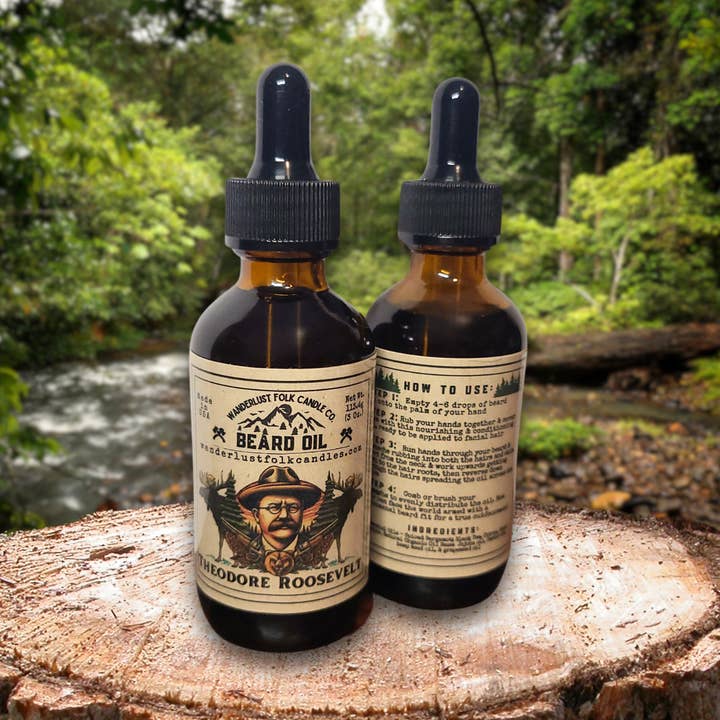 Theodore Roosevelt | Huile naturelle pour barbe et moustache pour la vente par Wanderlust Folk