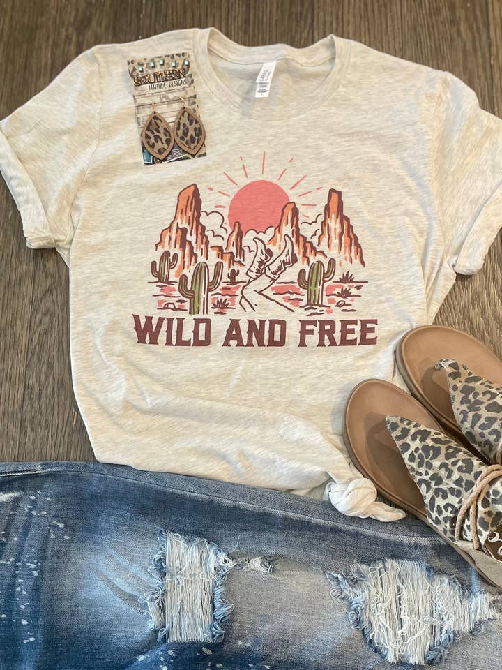 Southern Attitude Designs Inc - Wholesale T-Shirt (Graphic) - Women's - Wild & Free0