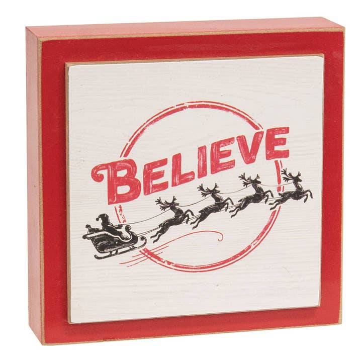 Glaube an den Weihnachtsmann & Schlitten Schichtbox-Schild für den Großhandel von CWI Gifts