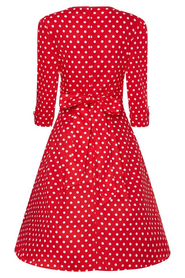 Dolly & Dotty - Wholesale Dress - Women's - Katherine Red Polka Dot Swing Dress4