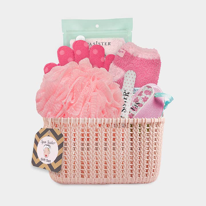 Bath Accessories Company - Wholesale Bath & Body Set - Relax & Renew Gift Basket - Pink