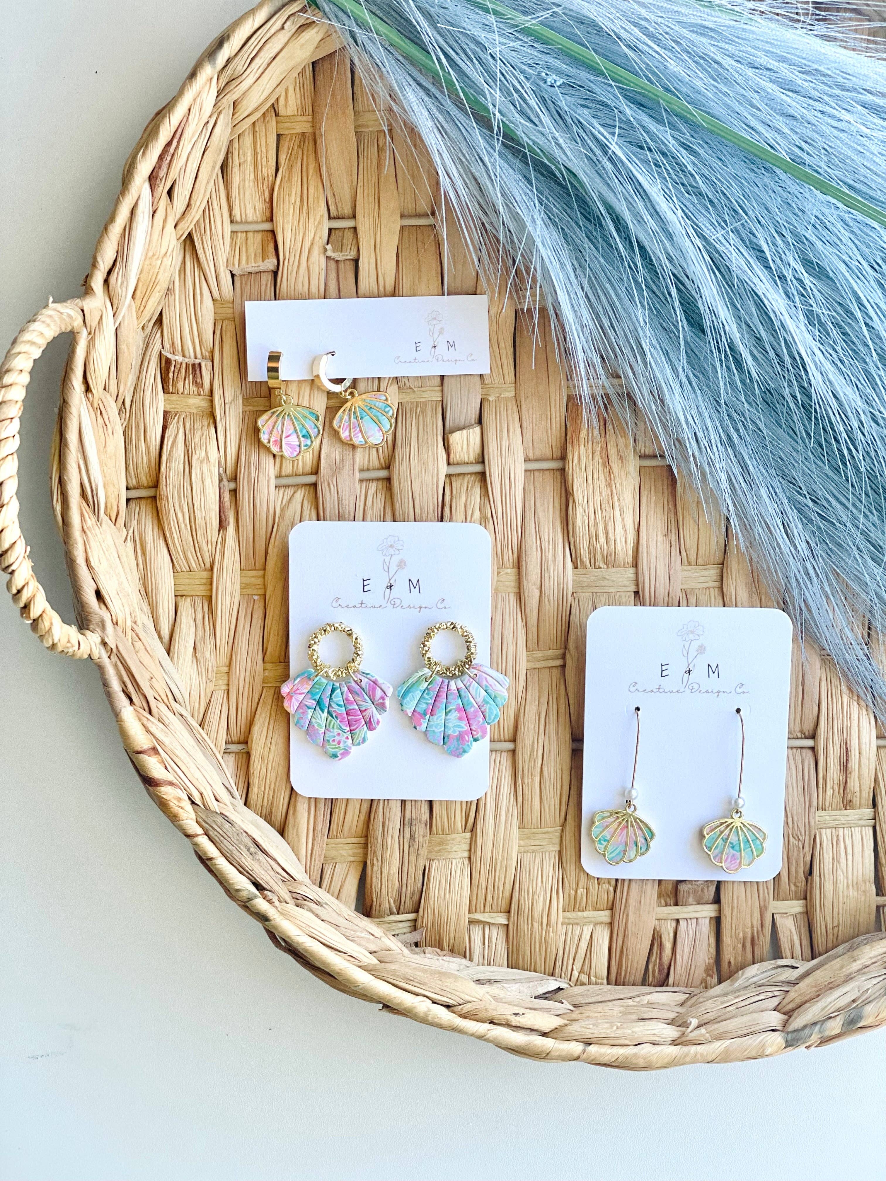 E & M Creative Design Co. - Wholesale Dangle Earrings - Vibrant Summer Shell Earrings (different styles)