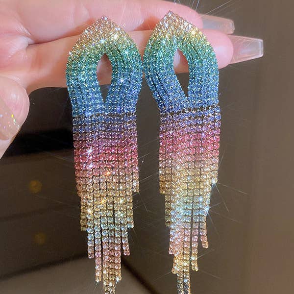 UZ Wholesale Store – wholesale Tassel earrings – Gradient Hollow Tasseled Earrings - Gold, Fuchsia, Colorful9