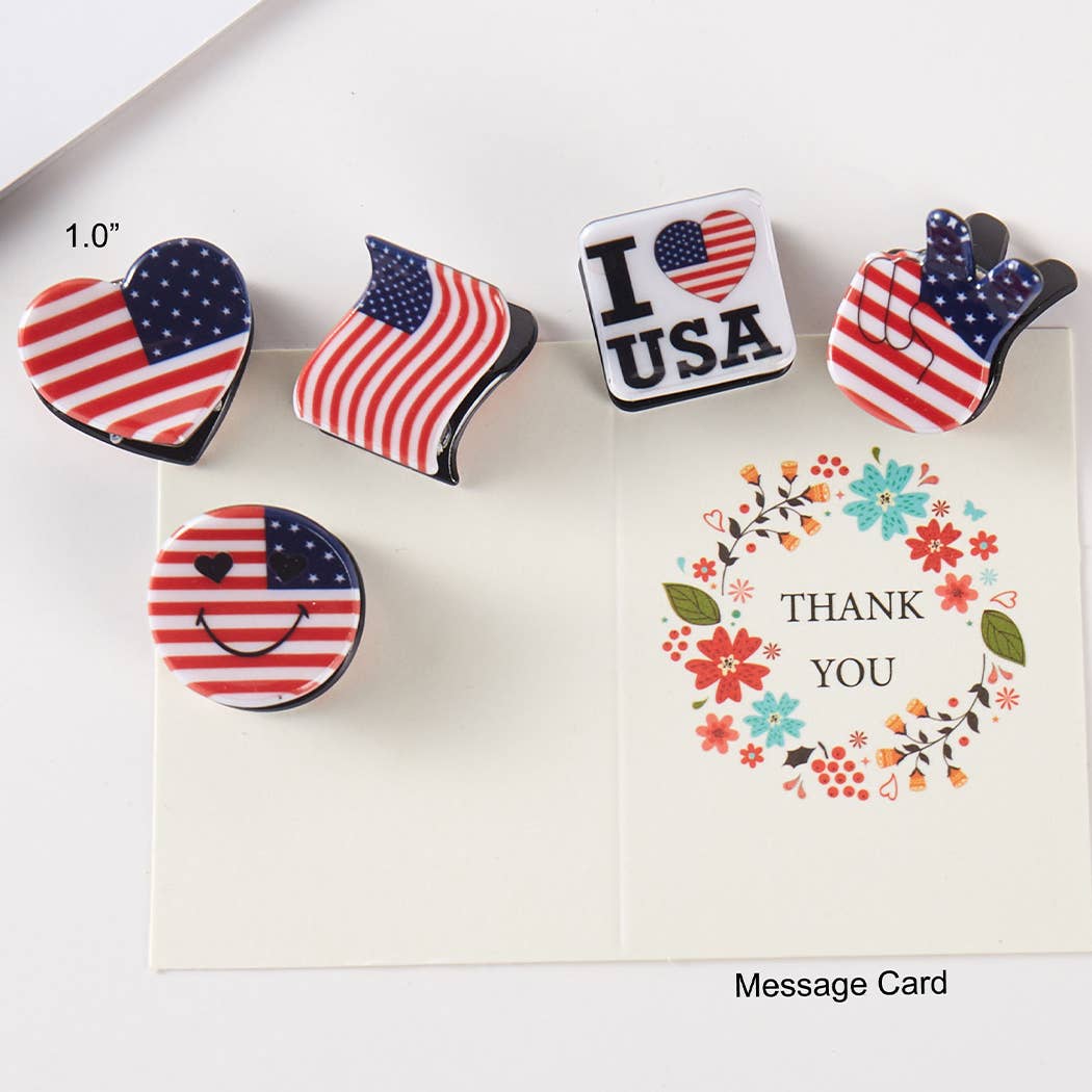 US Flag Emoji Assorted Mini Claw Hair Clip Set for wholesale on Faire1