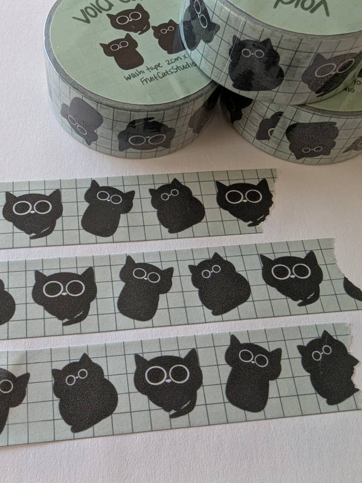 Void Cats Washi Tape for wholesale by Fruit Cats Studio