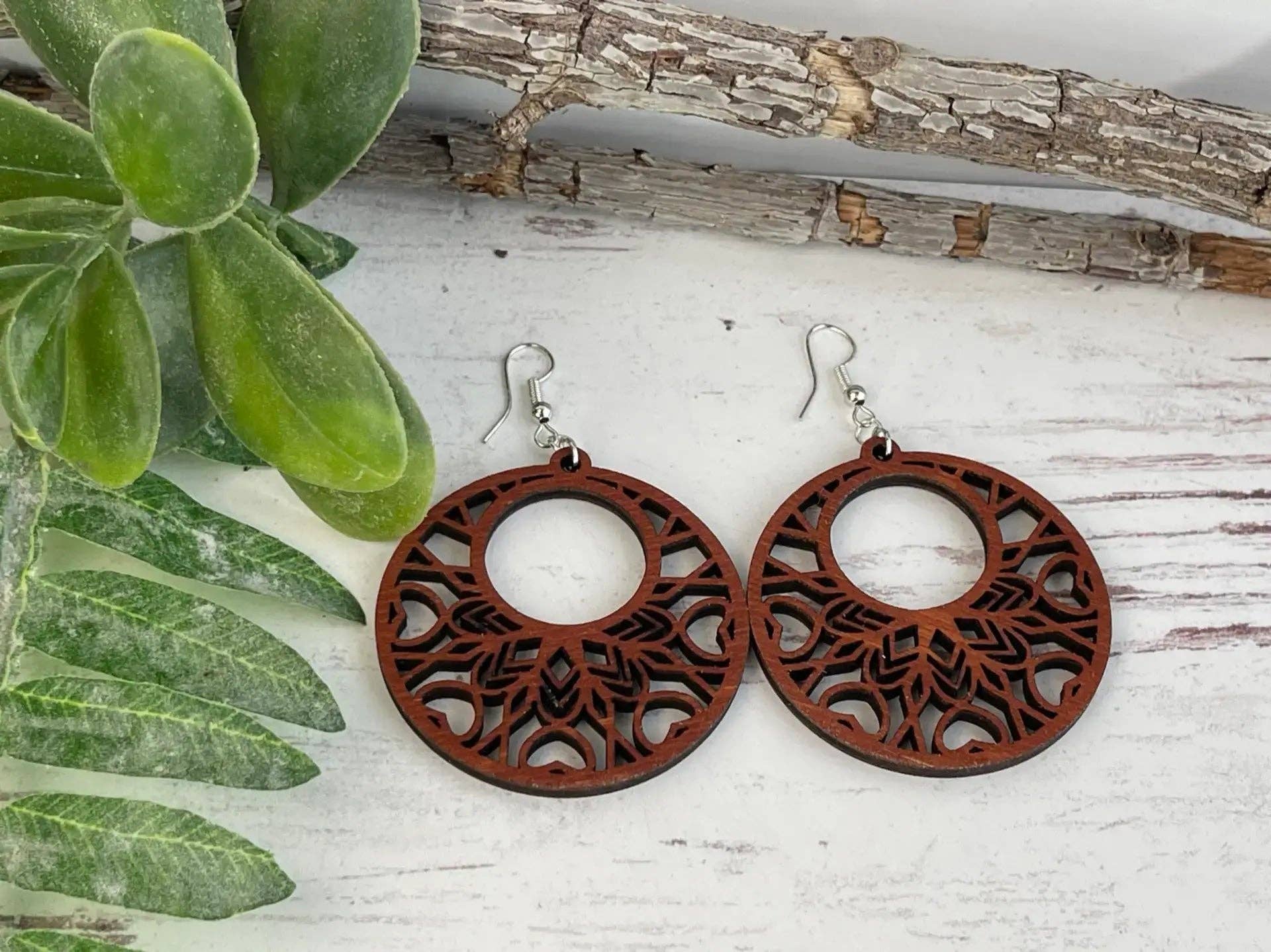 Truly Olive – Brincos de argola por atacado – Brincos de Madeira com Mandala Boho10