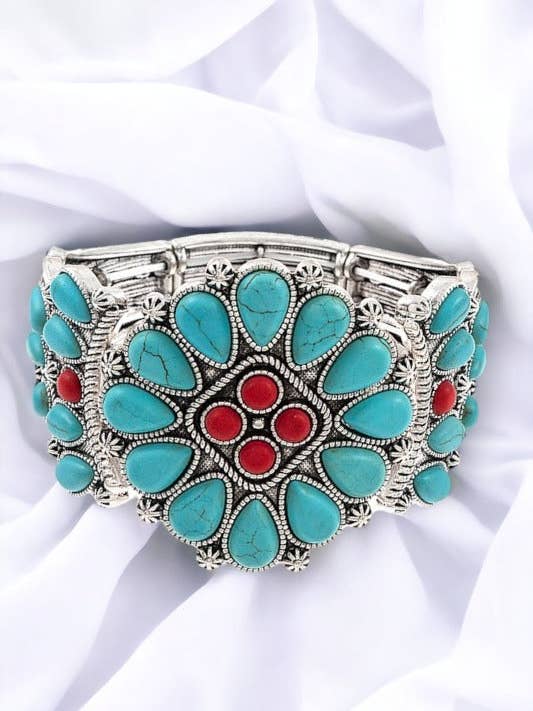 Floral Gem Stretch Bracelet for wholesale by Andrea Bijoux