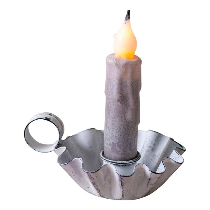 Bougeoirs coniques en étain Daisy Cup en blanc délavé, lot de 6 pour la vente par Irvin's Tinware