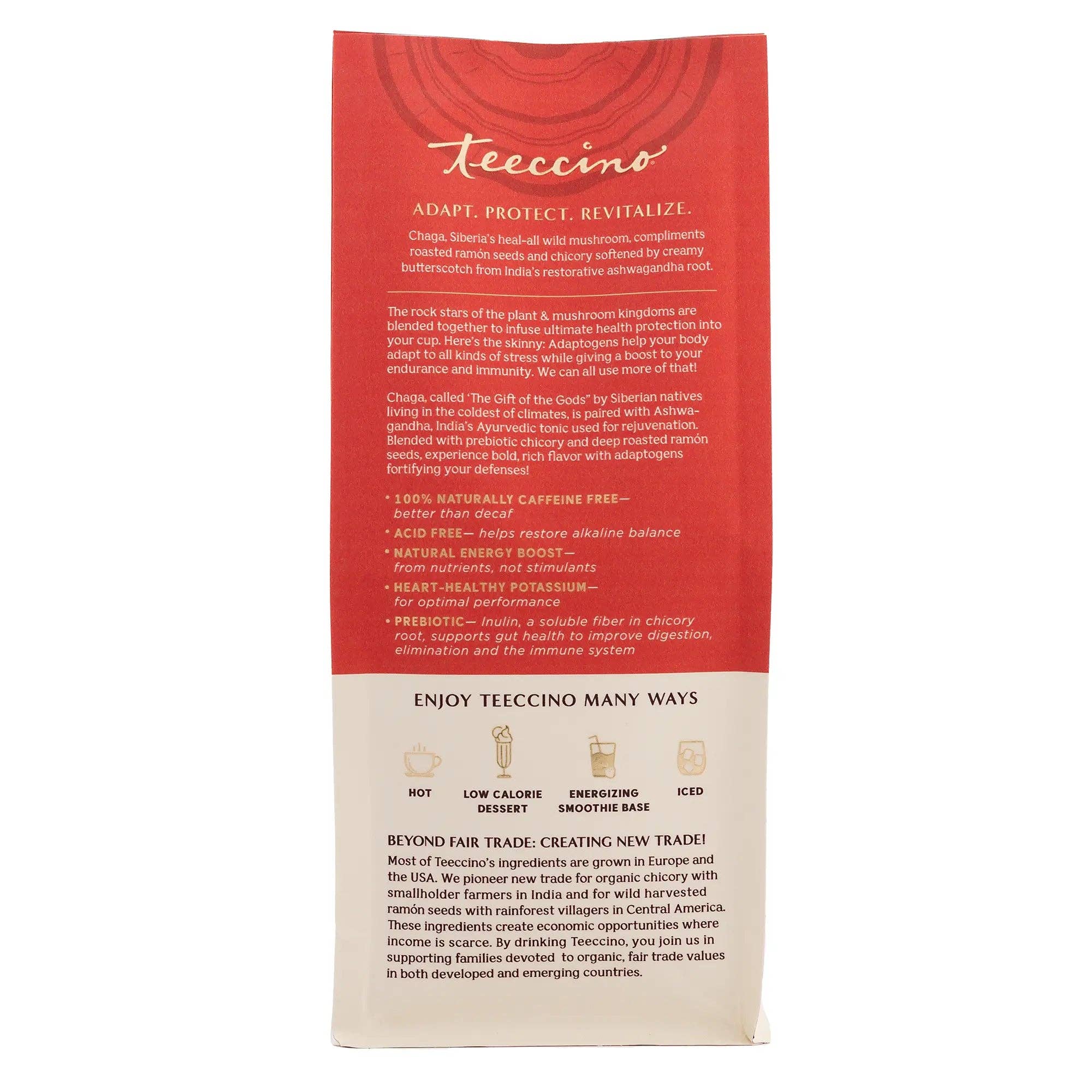 Teeccino - Wholesale Ground Coffee - Chaga Ashwagandha Butterscotch Cream Mushroom Herbal Coffee1