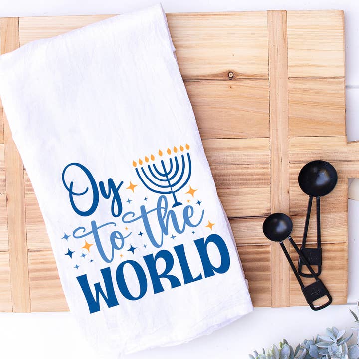 Oy to the World Jewish Holiday Puns keukenhanddoek voor wholesale door Designing Moments