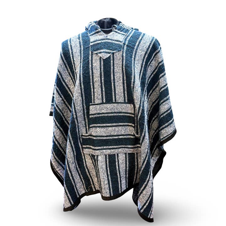 Sanyork Fair Trade - Wholesale Poncho - Unisex - Authentic Striped Baja Poncho One Size Adult Unisex Hooded 6