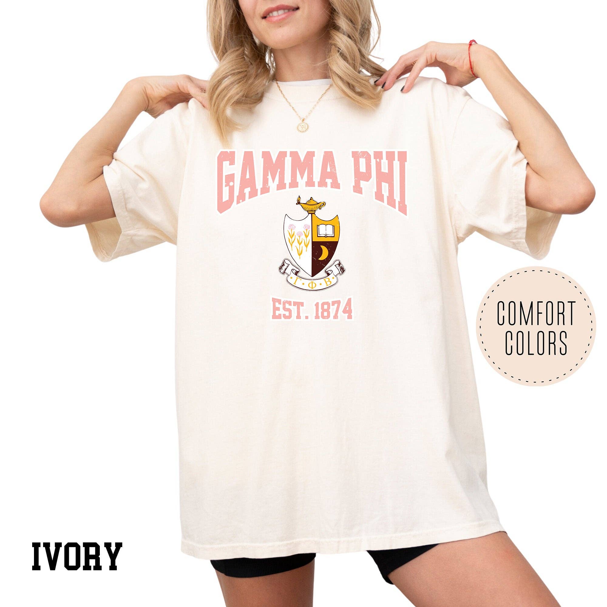 Kite and Crest - Vendita all'ingrosso Maglietta serigrafata - Donna - Maglietta della confraternita Legacy Luxe Comfort Colors14