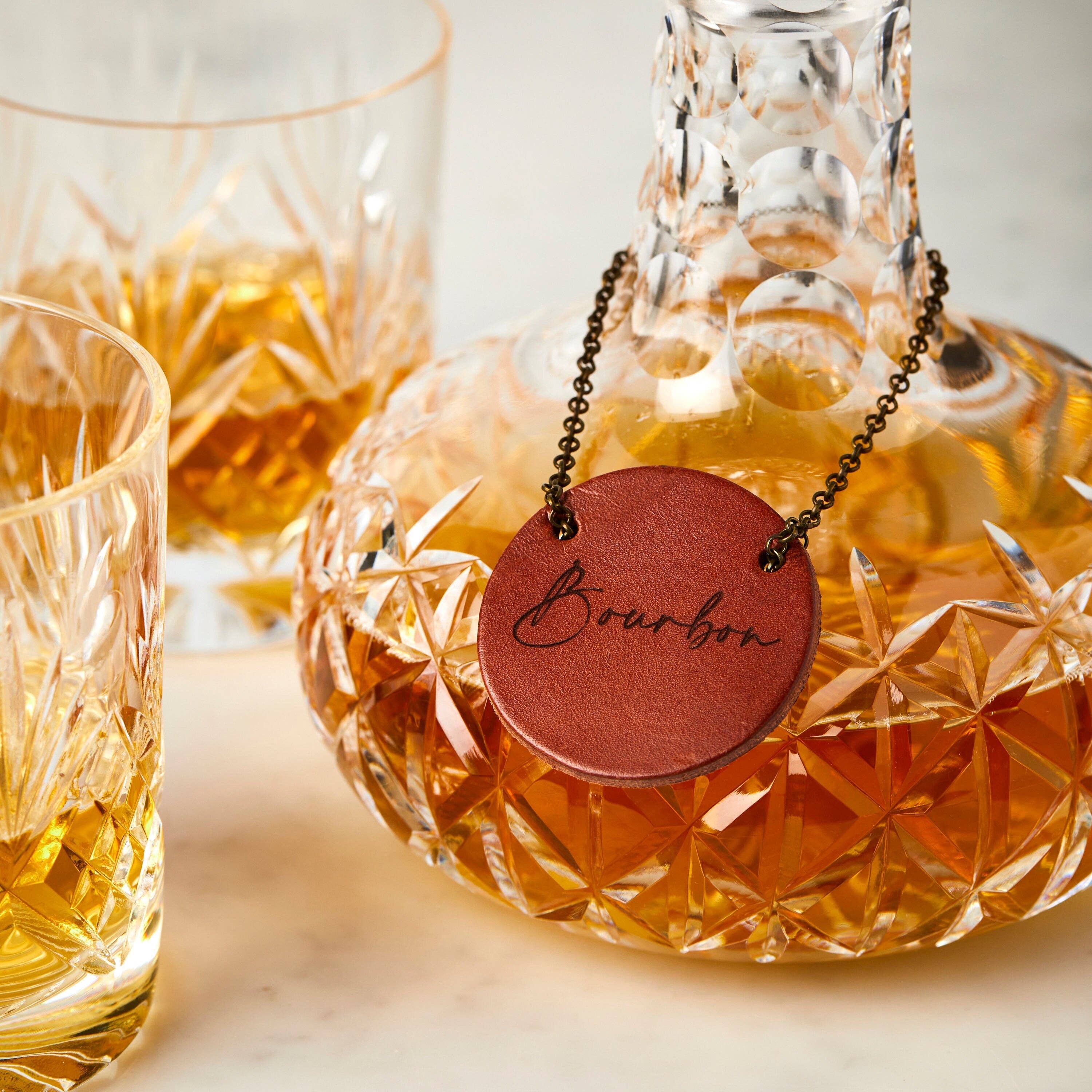 Parkin & Lewis - Wholesale Decanter - Engraved Leather bottle tag for decanter1