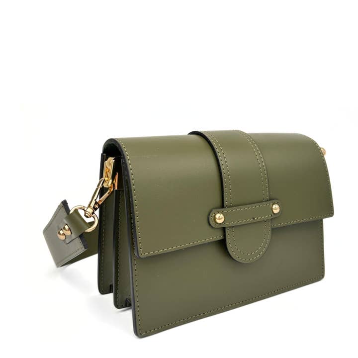 Läderväska med 2 axelremmar ”Atri”, Khaki för wholesale av LaTalia