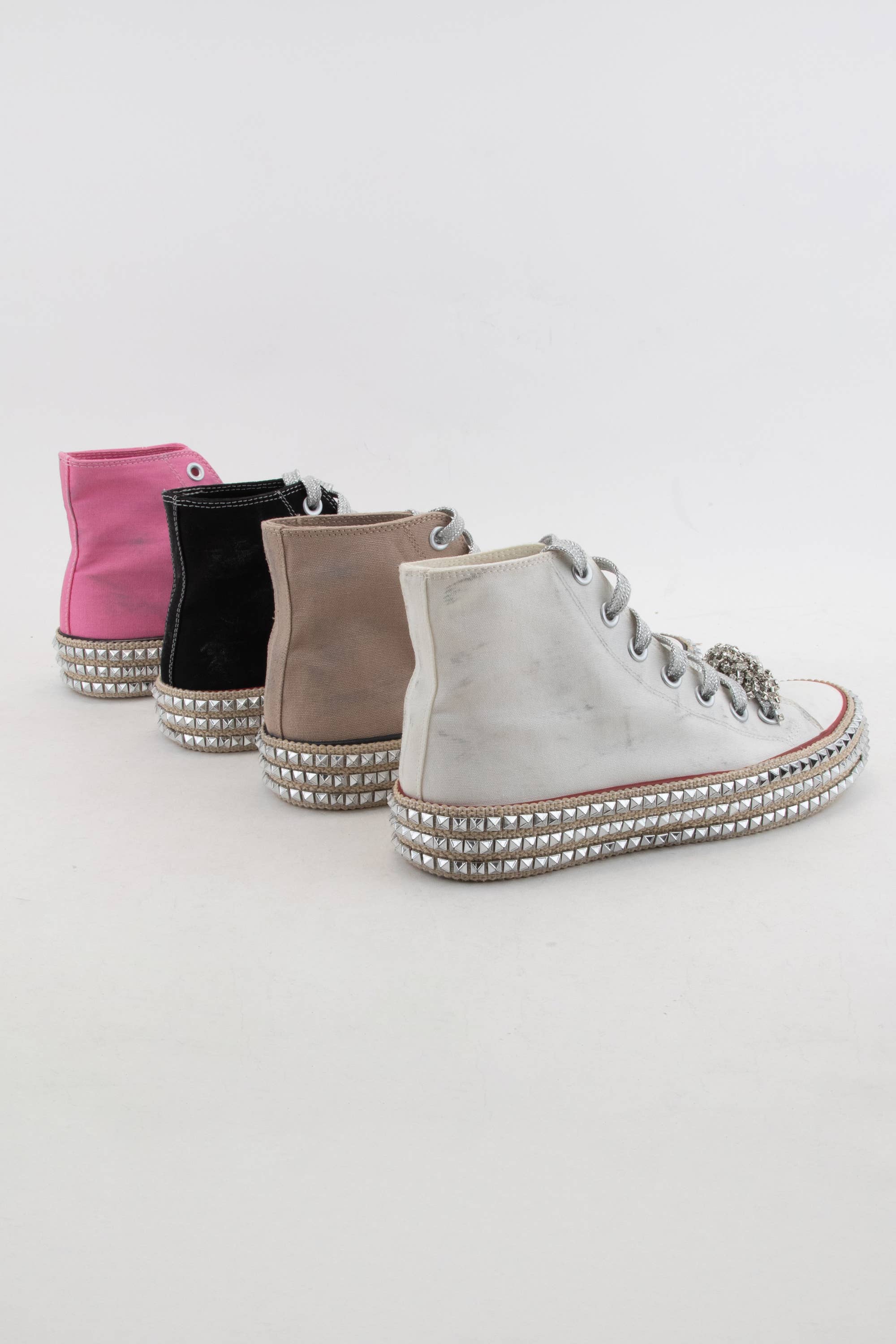 CCOCCI - Wholesale Lifestyle Sneakers - Women's - ASH-01 BEDAZZELED DECOR ROCKSTUD PLATFORM HIGH TOP SNEAKERS20