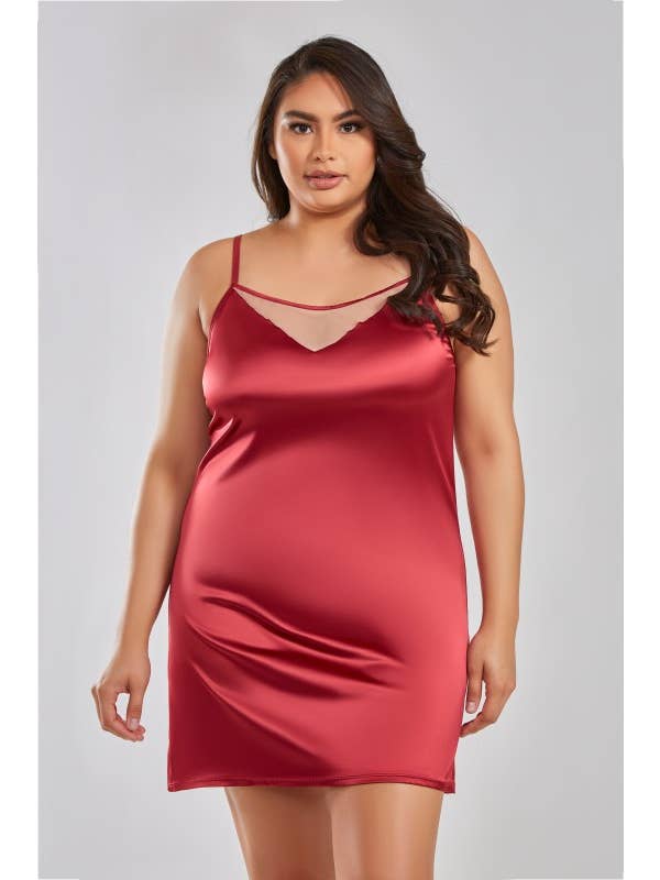 red nude Brittany Plus Size Floral Satin Bra and Panty Set for wholesale on Faire3