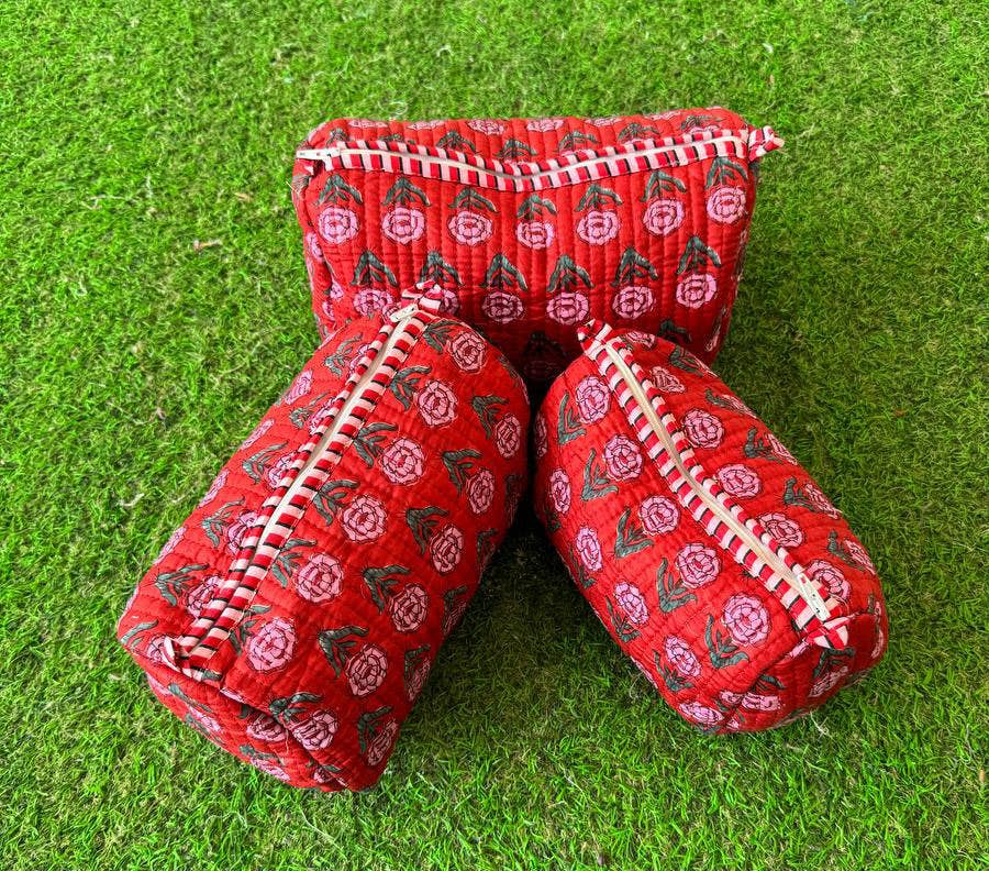 bhavnas boutique - Wholesale Makeup/Cosmetic Bag - Small Floral Print Women Bag Cotton Beautiful Bag Makeup Bag