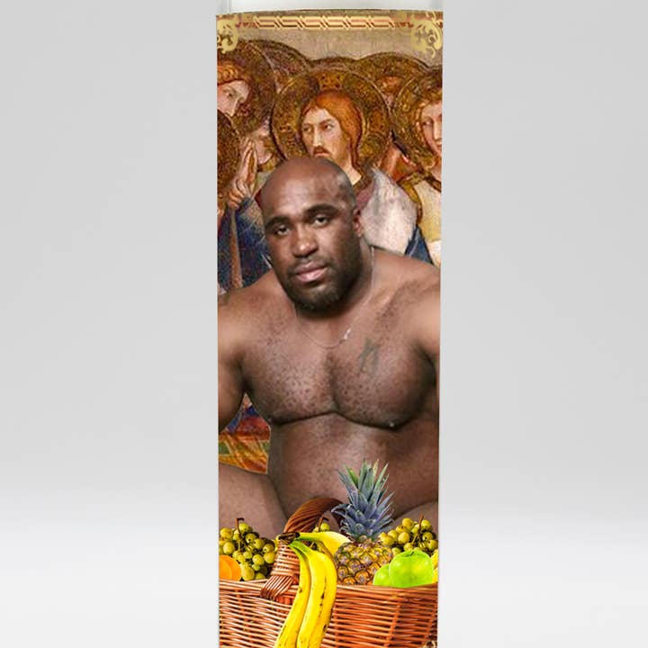 Saint Barry Wood Meme Candle for wholesale by BOBBYK