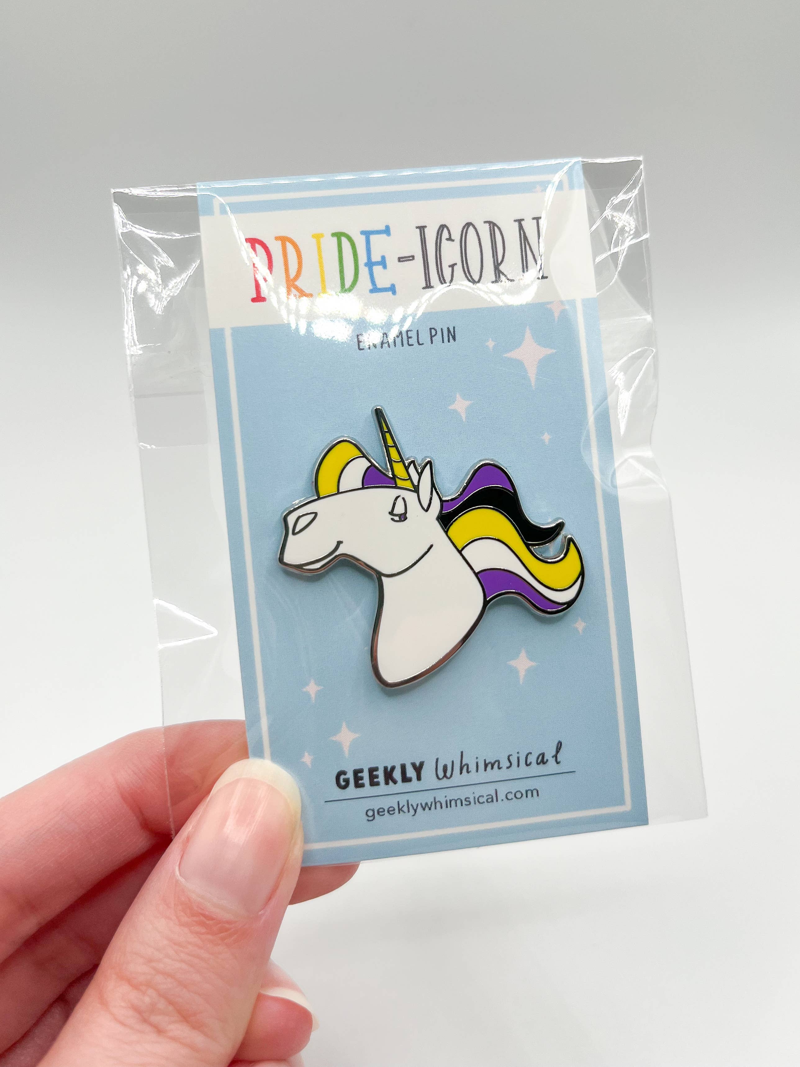 Geekly Whimsical - Wholesale Lapel Pin/Button - Pride-icorns! Pride Unicorn Enamel Pin - Nonbinary3
