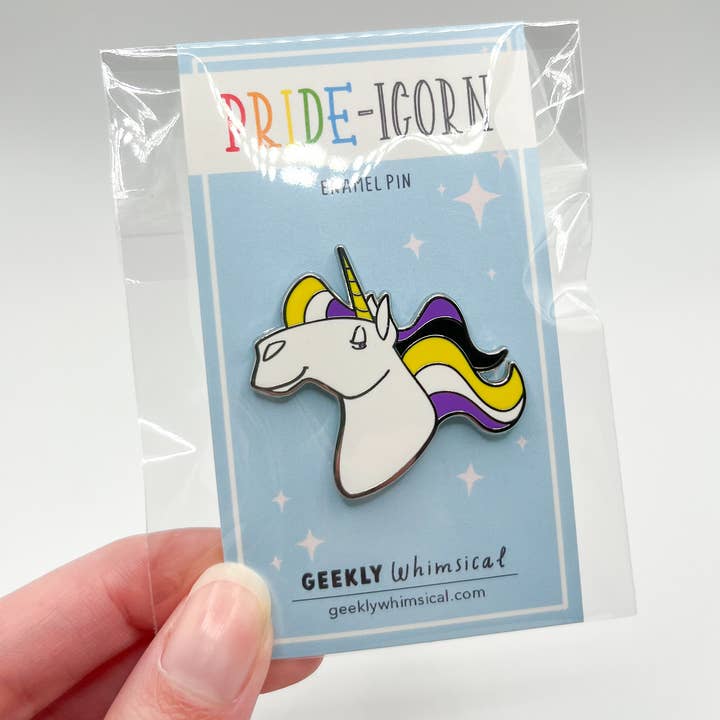 Geekly Whimsical - Wholesale Lapel Pin/Button - Pride-icorns! Pride Unicorn Enamel Pin - Nonbinary3