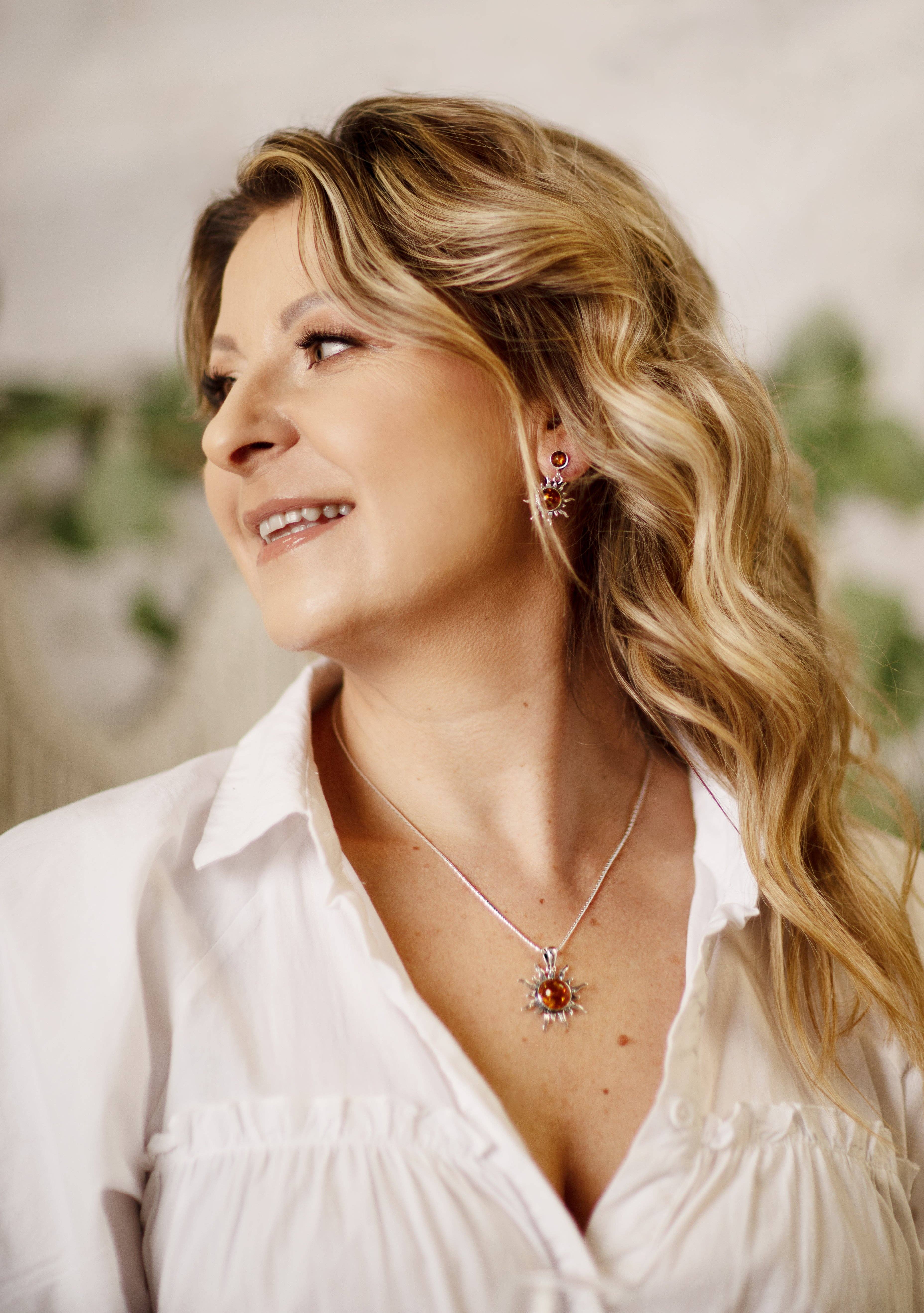 SilverAmber Jewellery - Venta al por mayor Abalorios/colgantes individuales - Colgante de sol de plata de ley 925 con ámbar báltico, 17641