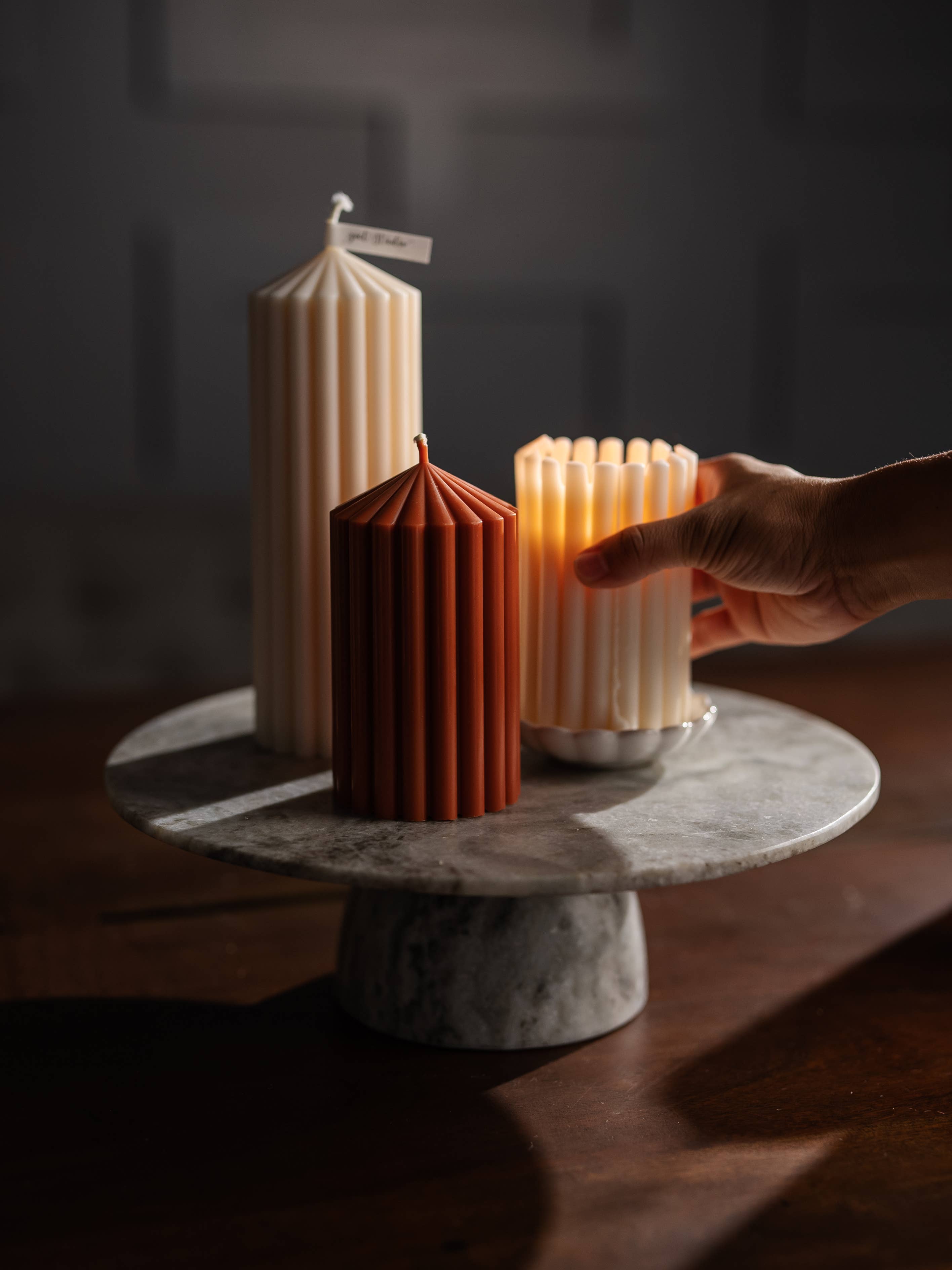 ZOETSTUDIO - Wholesale Pillar Candle - Large Ribbed Pillar Candles | Soy Wax | 110 hrs burn time15