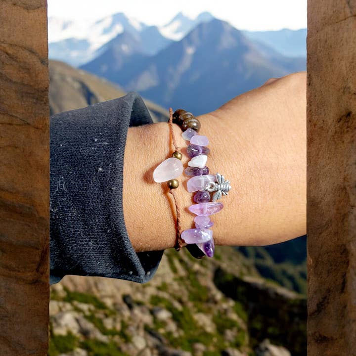 Mitsubachi - Wholesale Charm/Dangle Bracelet - Rose Quartz Wish Bracelet – Hemp Cord with Bronze Seed Beads3