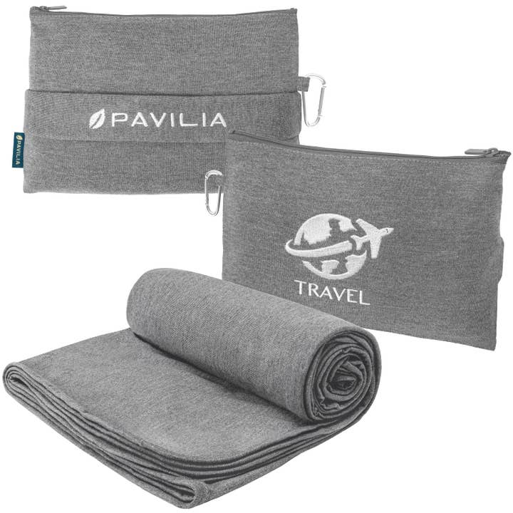 Pavilia - Wholesale Travel Blanket - Compact Fleece Travel Blanket Pillow3