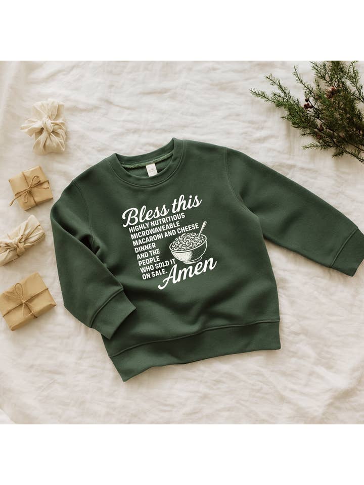 The Wishing Elephant - Wholesale Sweatshirt - Kids - Bless This Mac and Cheese Sweatshirt - Kids Holiday