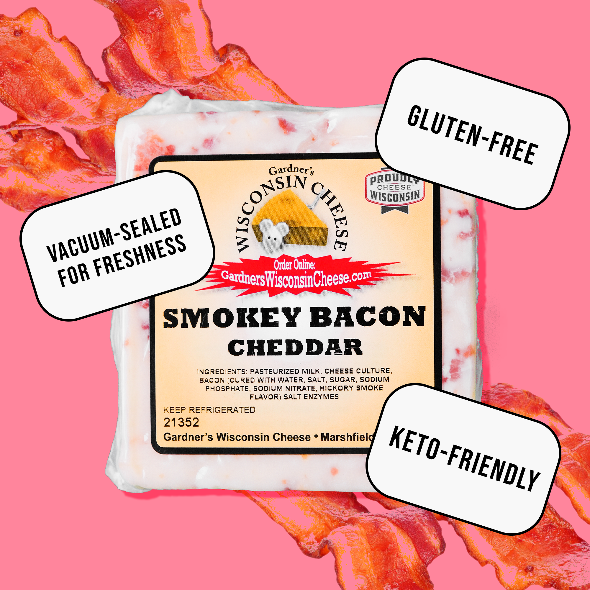 Gardner's Wisconsin Cheese and Sausage - Wholesale Cheese - Smokey Bacon Cheddar Cheese1