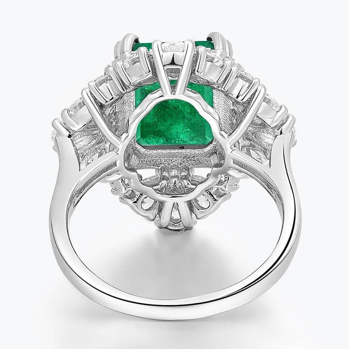 Bague Dissoo® en argent sterling en forme d'émeraude pour la vente par Dissoo