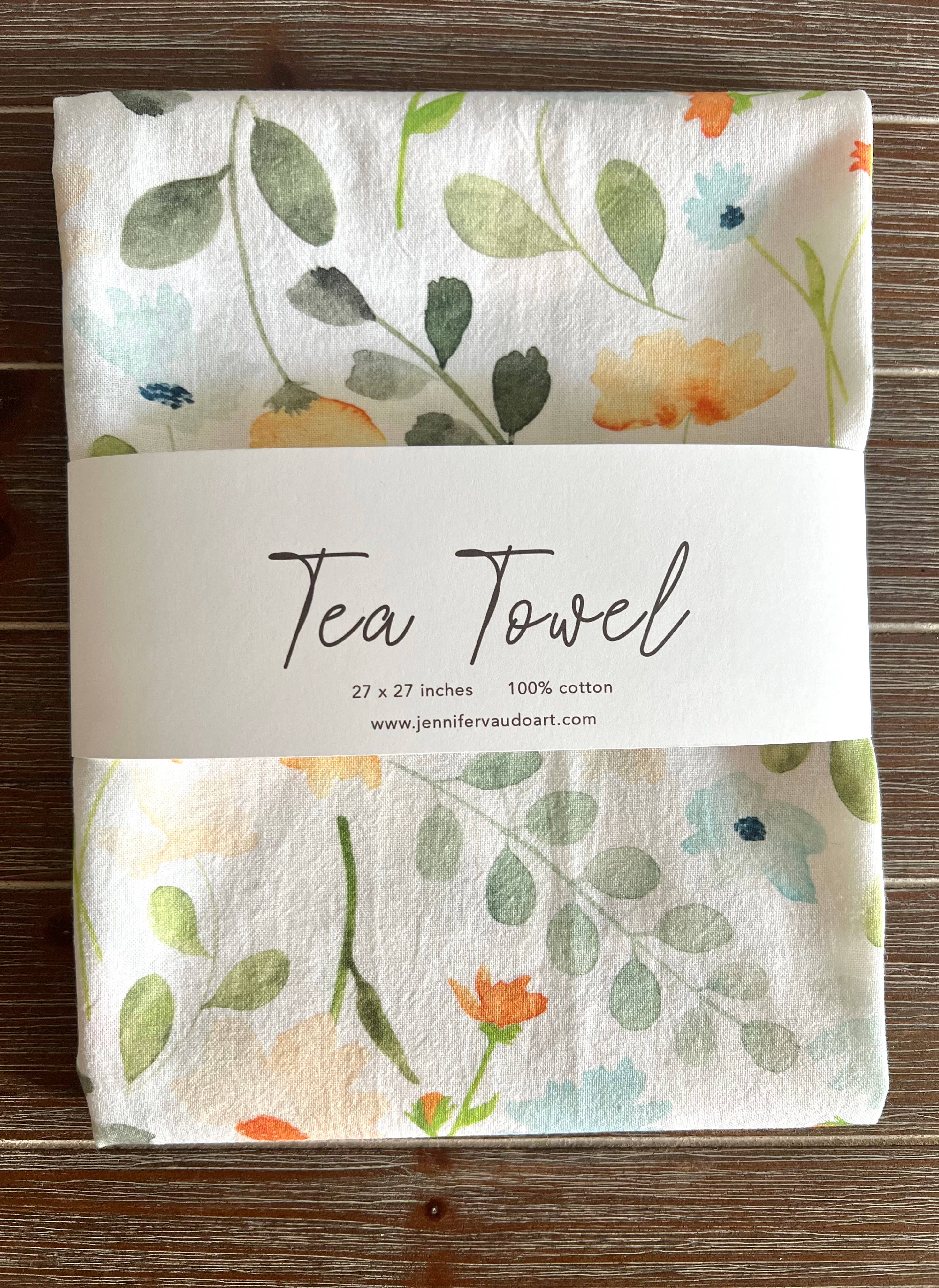 Jennifer Vaudo Art - Wholesale Tea Towel - Floral Tea Towel, Kitchen Decor, Botanical Hand Towel0