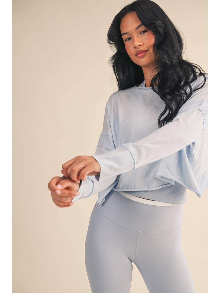 KIMBERLY C - Wholesale Athletic Top - Women's - Cotton Slub Cutout Back Long Sleeve Layering Top11