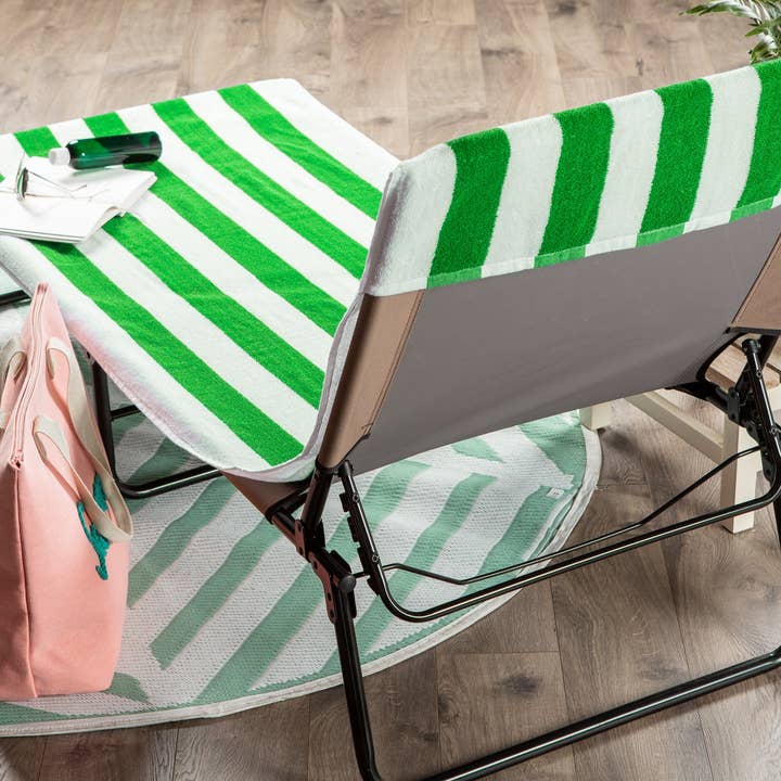 Welcome Home Unbeatable Deals - Wholesale Beach Towel - Green Stripe Lounge Chair with Beach Towel Top2