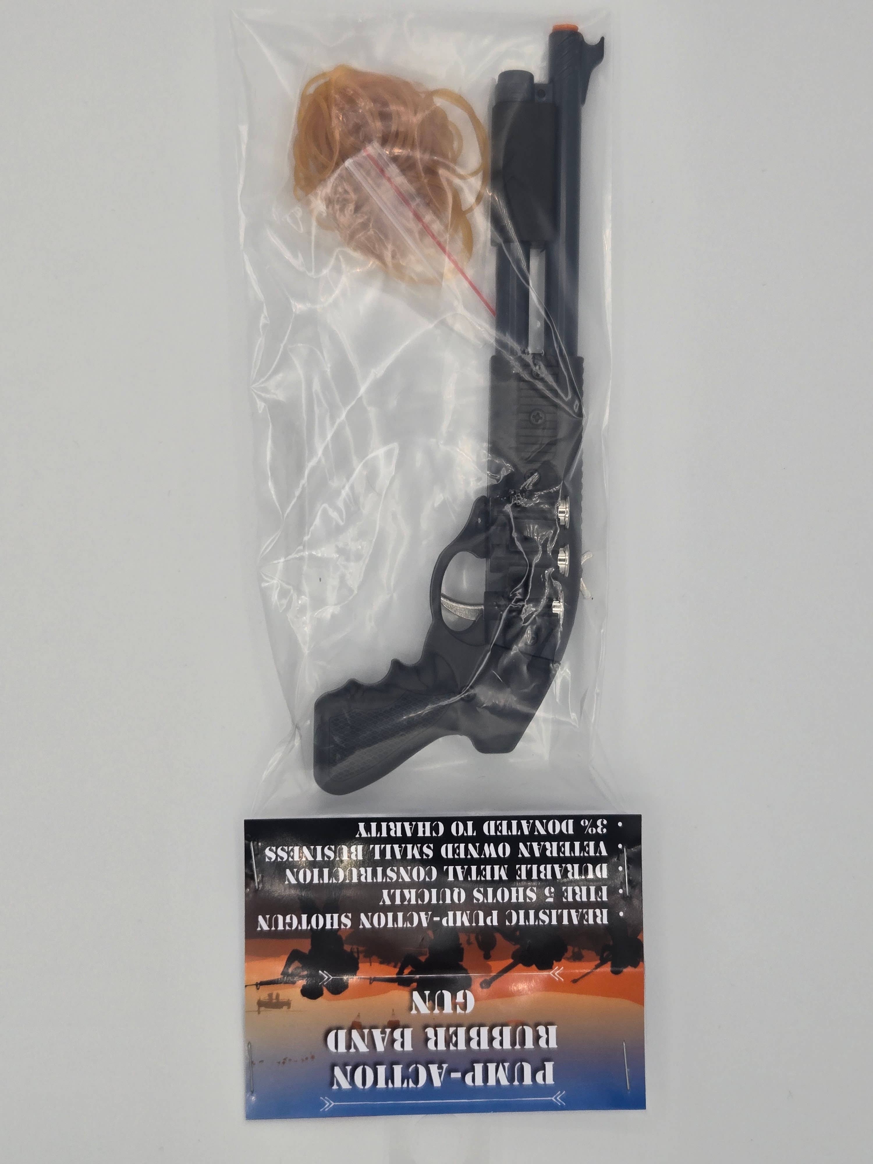 Cardstalked - Wholesale Klassiek speelgoed - Kinderen - Metalen Pompactie Rubber Band Jachtgeweer - 8” Speelgoedgeweer8