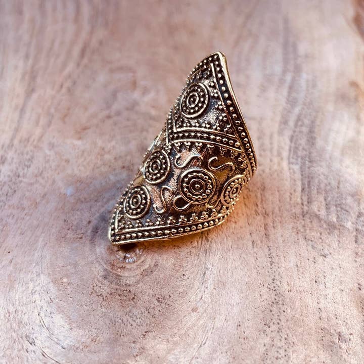 Kaali Boutique – wholesale Band/stacked ring – Gold Boho Ring Ethnic Brass / Rustic / Festival / Tribal / Hippie / Gypsy / Psy / Thumb / Gift or Her / Engraved Design / Bohemian2