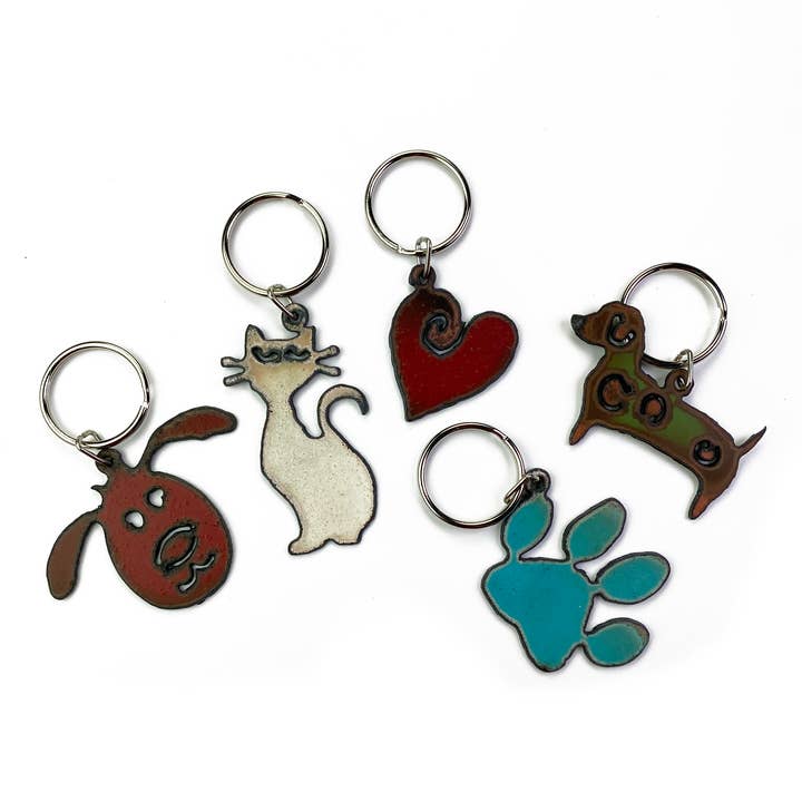 Keychain PET Dog Cat Paw recycled metal pet store gifts USA for wholesale by Iron Jewel