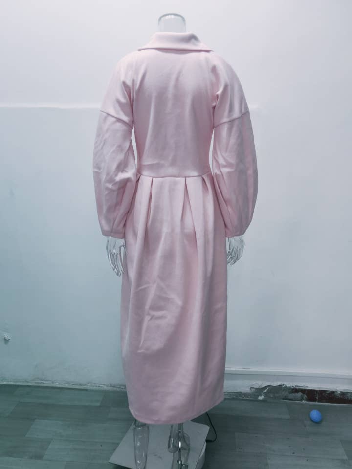 Rosa Clothing - Wholesale Coat - Women's - Balloon sleeves Lapel tweed long coat8