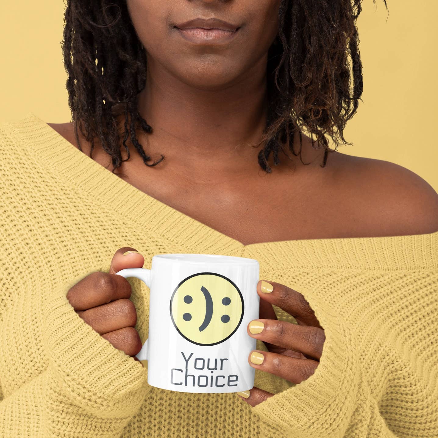 TOVLIS - Venta al por mayor Taza - Taza de té Your Choice Happy Sad Yellow Sad con cara sonriente, 325 ml3