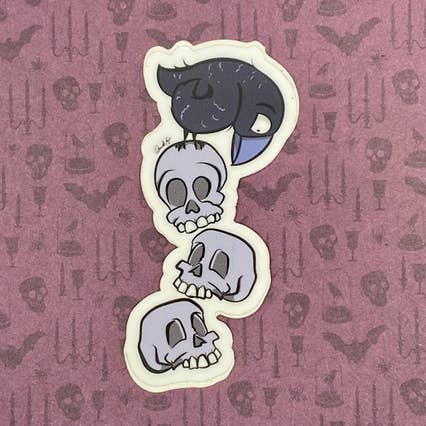 Sticker - Scaredy Crow & Silly Skulls for wholesale by D. Kerper Arts