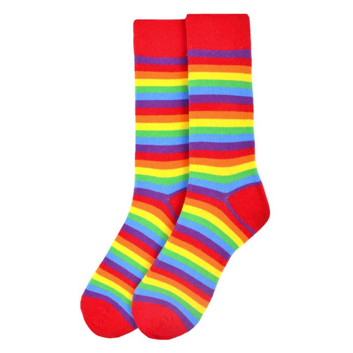 Selini New York - Wholesale Socks - Men's - Men's Rainbow Striped Novelty Socks - NVS19581