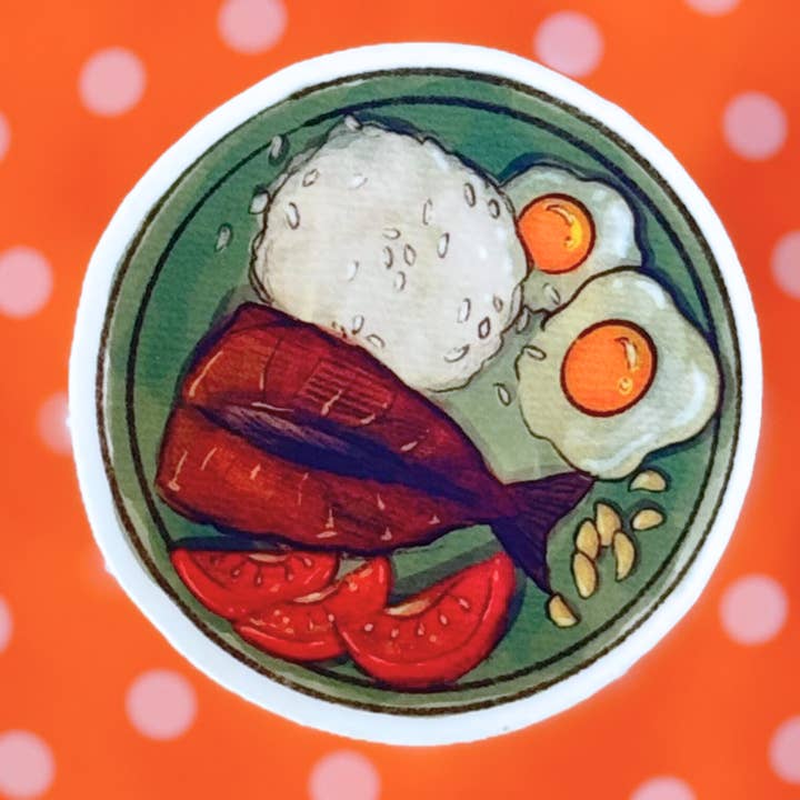 Claudine Castro Art - Wholesale Sticker - Bangus Silog / Bangsilog Cute Food Stickers, Filipino Food Art, Laminated Waterproof Vinyl Laptop Stickers1
