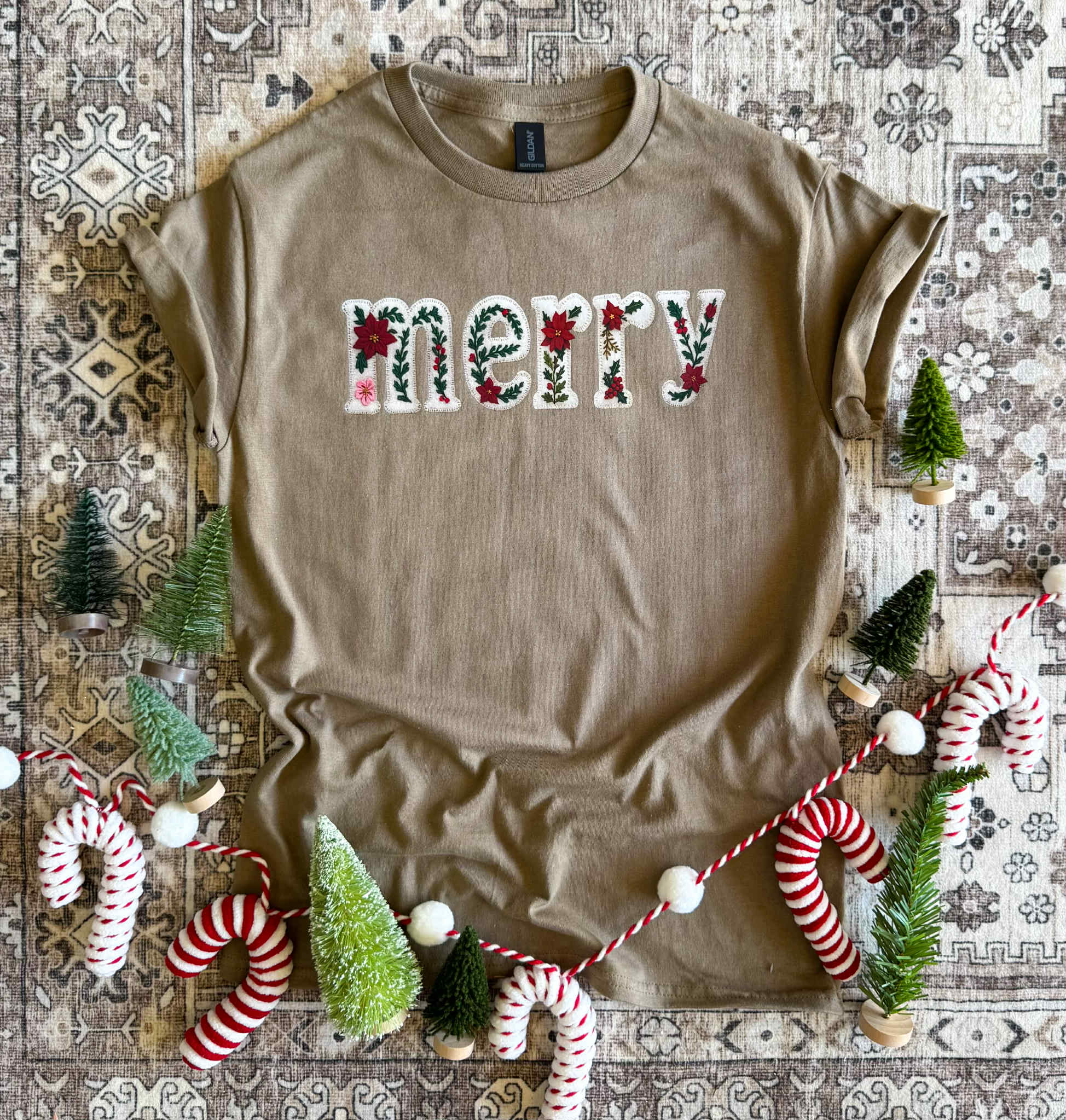 Alabama Threads - Wholesale Screen Printed T-Shirt - Women's - Merry (Poinsettia) Tee1