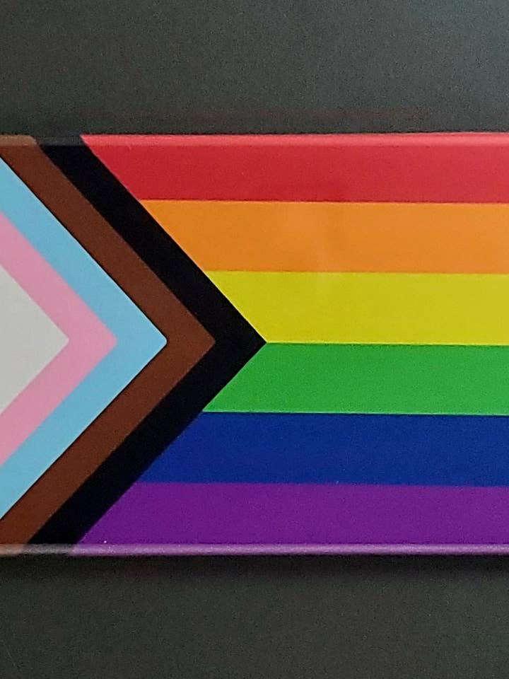 PRIDE FLAG, Magnet, Button, Mirror, Trans Inclusive for wholesale by Ba Ba Buttons