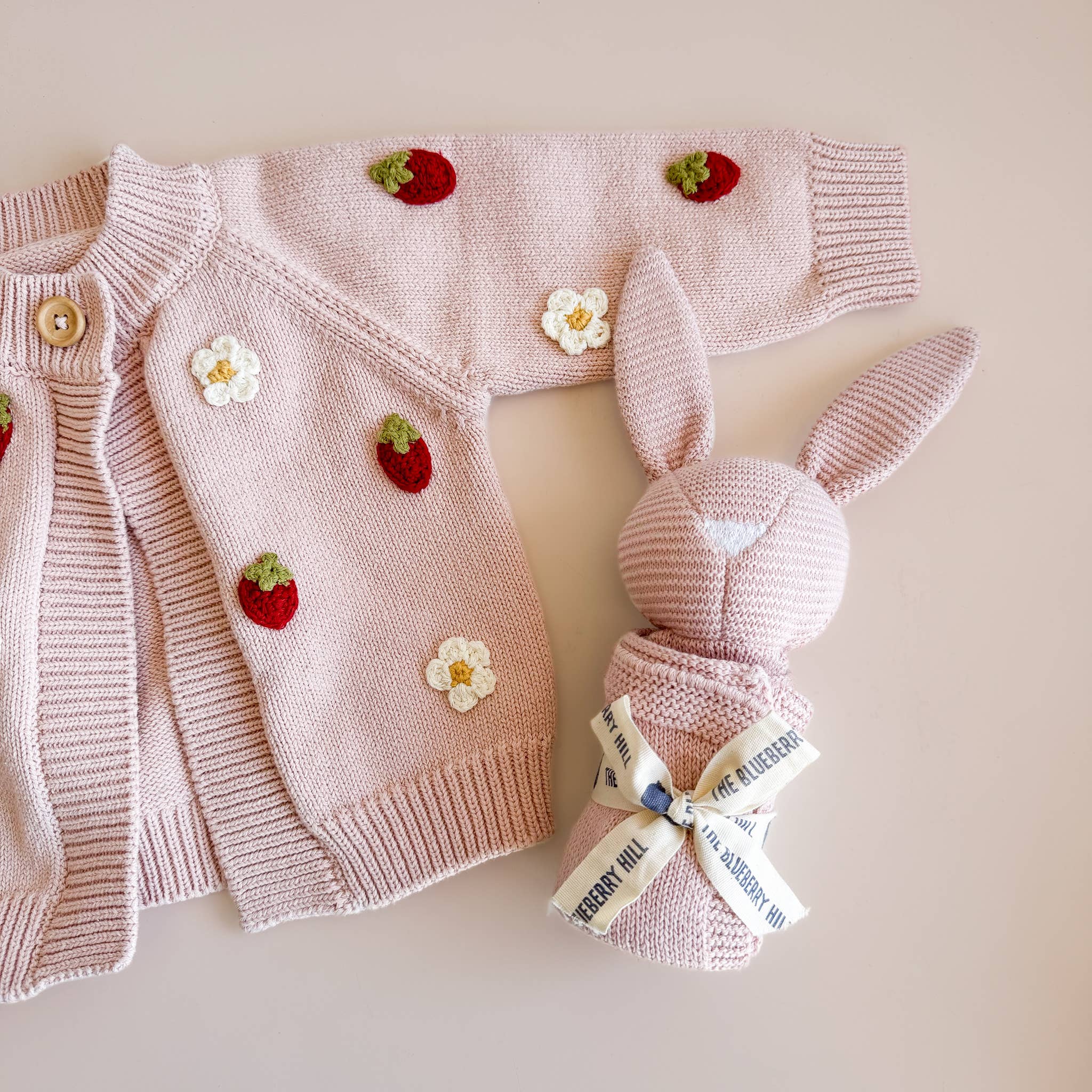 The Blueberry Hill - Wholesale Cardigan - Baby - Cotton Strawberry Flower Cardigan Blush Baby Sweater Clothes7