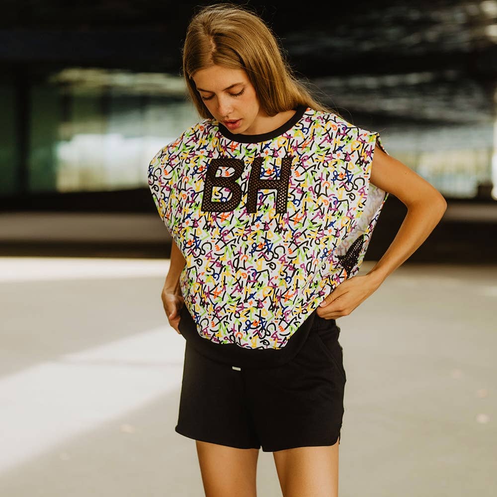 BE HAPPINESS - Vendita all'ingrosso Maglietta - Donna - Top con stampa lettere in stile punk5
