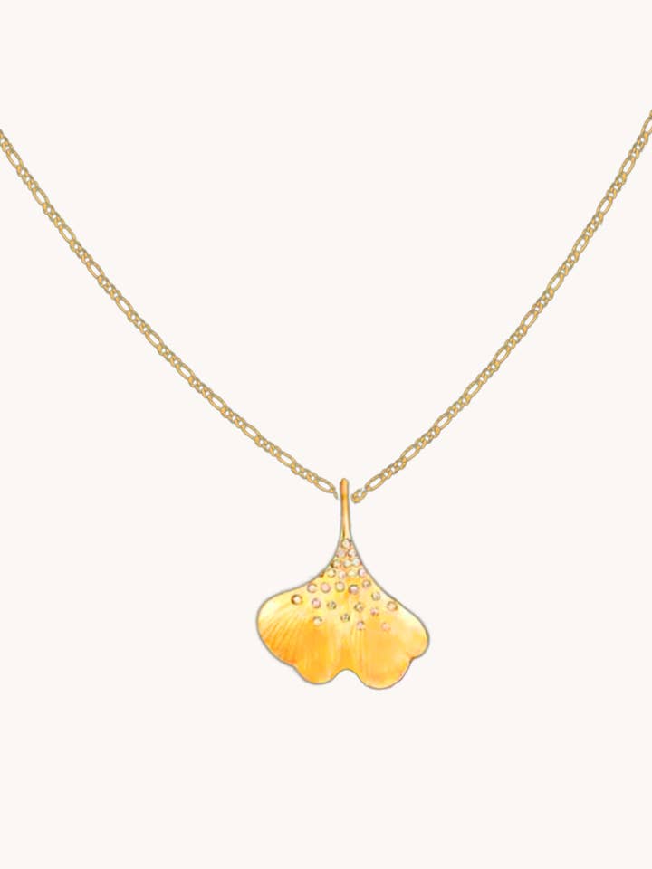 Gold Necklace Ginkgo Dew–Spring Gift for Her for wholesale by Gratinsta