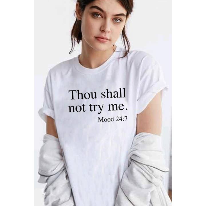 Nobrand – Engroshandel T-shirt med print - Dame – DU SKAL IKKE PRØVE MIG GRAFISK TEE1